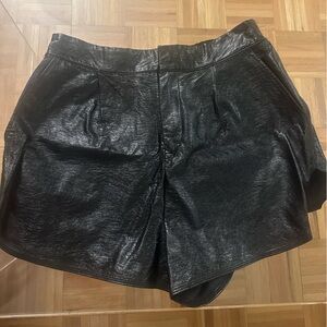 GREY LAB Women's High-Waisted Faux Leather Shorts